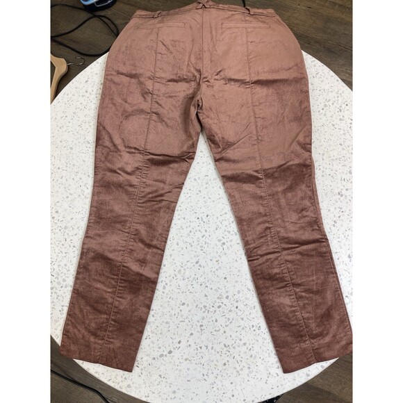 Anthropologie Womens 10 Pants Essential Slim Velvet Copper Brown Ankle Office - Picture 4 of 10